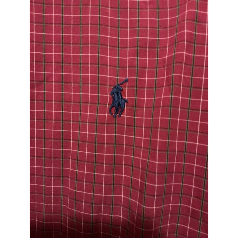 Ralph Lauren Men Blake Cotton Long Sleeve Shirt Red Checked Plaid Size XL EUC